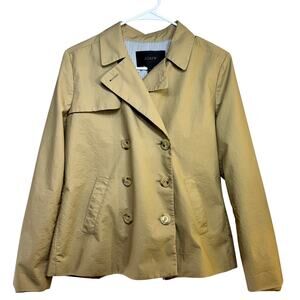 J. Crew Poplin Trench Coat Short Swing Khaki Women's 4 Double Breasted Lined